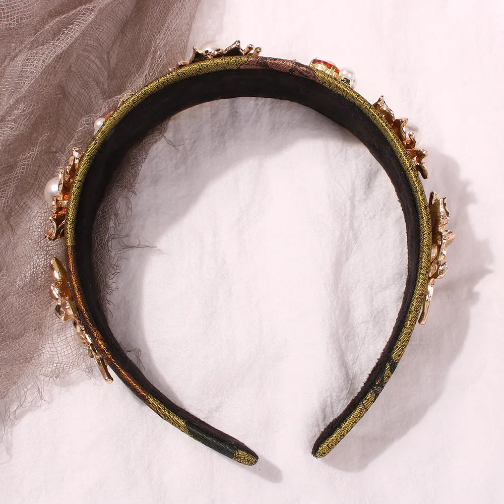 Retro Hollow Imitation Pearls Wide-brimmed Headband