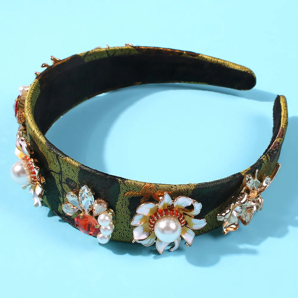 Retro Hollow Imitation Pearls Wide-brimmed Headband