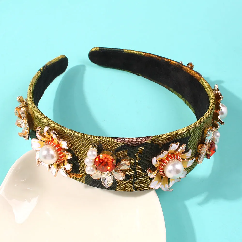 Retro Hollow Imitation Pearls Wide-brimmed Headband
