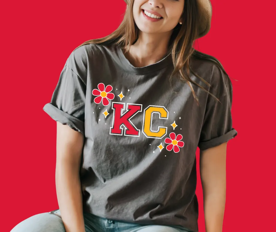 Retro KC Flowers Charcoal Tee