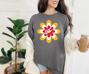 Retro KC Stacked Flowers Charcoal Tee