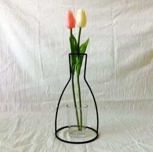 Retro Metal Iron Line Flowers Plant Vase Holder