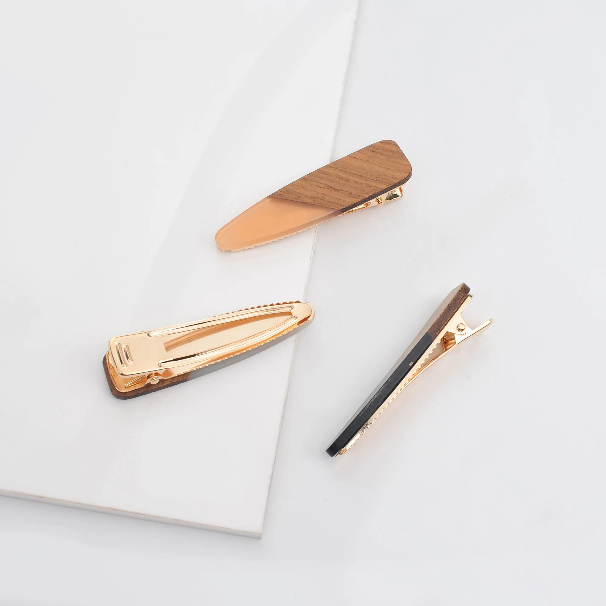 Retro Wood Grain Hair Clip - Assorted 3 Pack Hair Clip