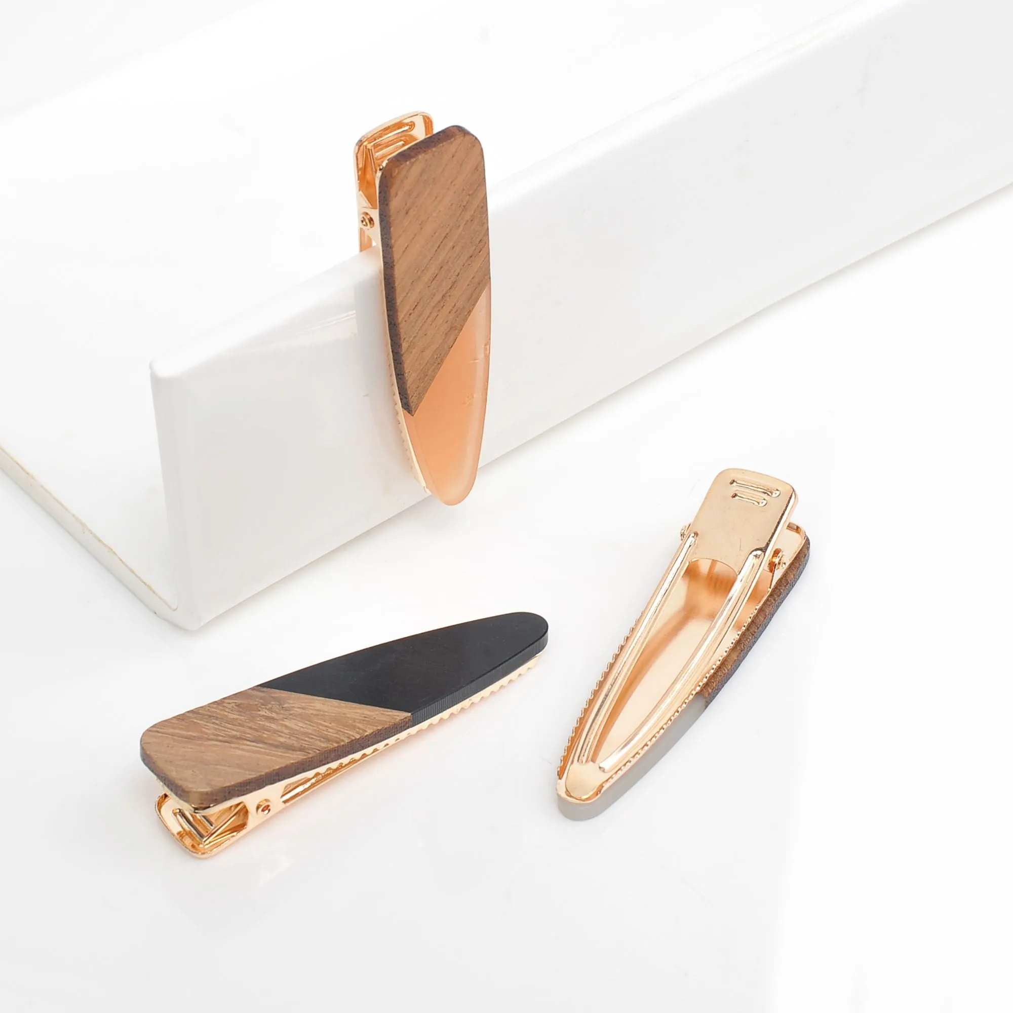 Retro Wood Grain Hair Clip - Assorted 3 Pack Hair Clip