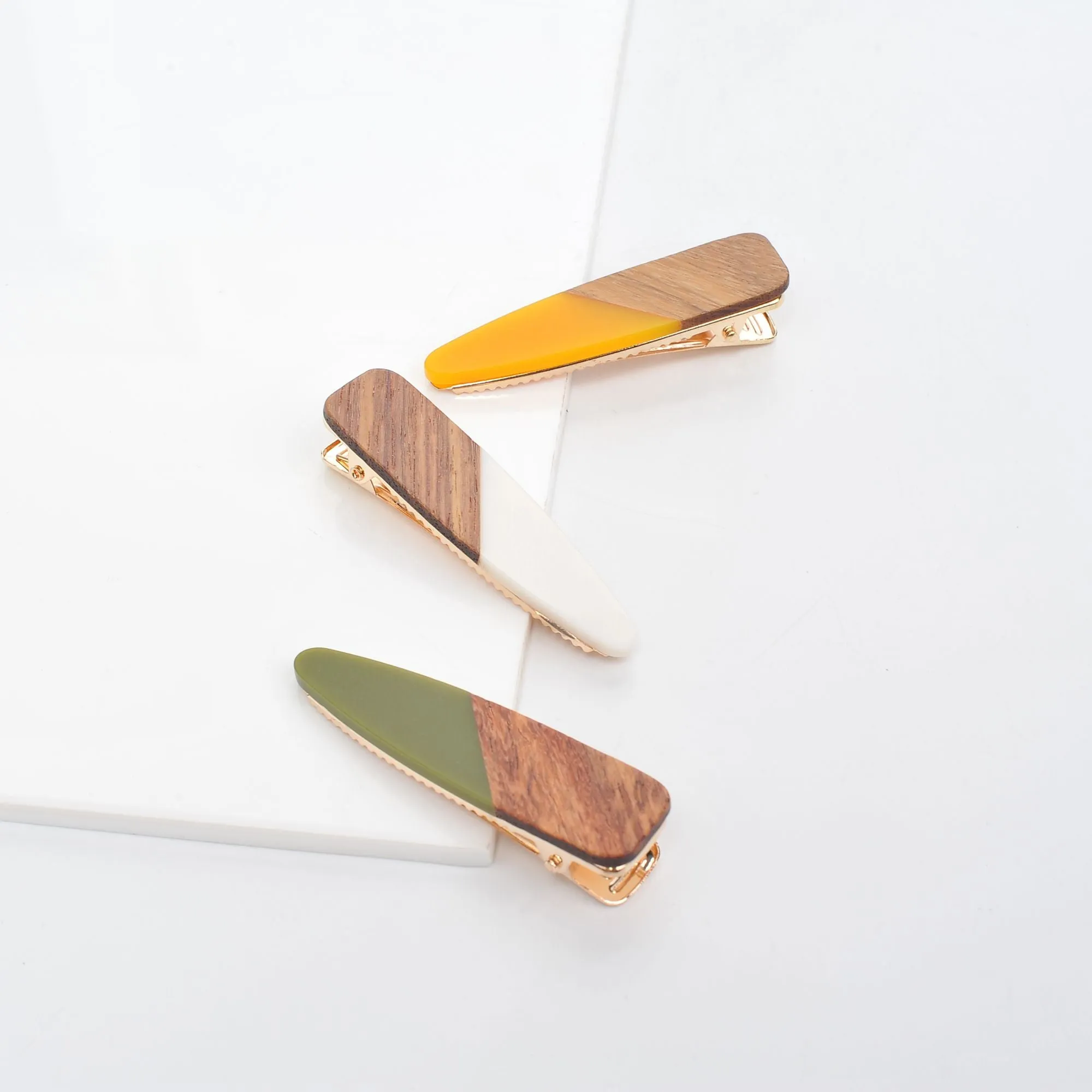 Retro Wood Grain Hair Clip - Assorted 3 Pack Hair Clip