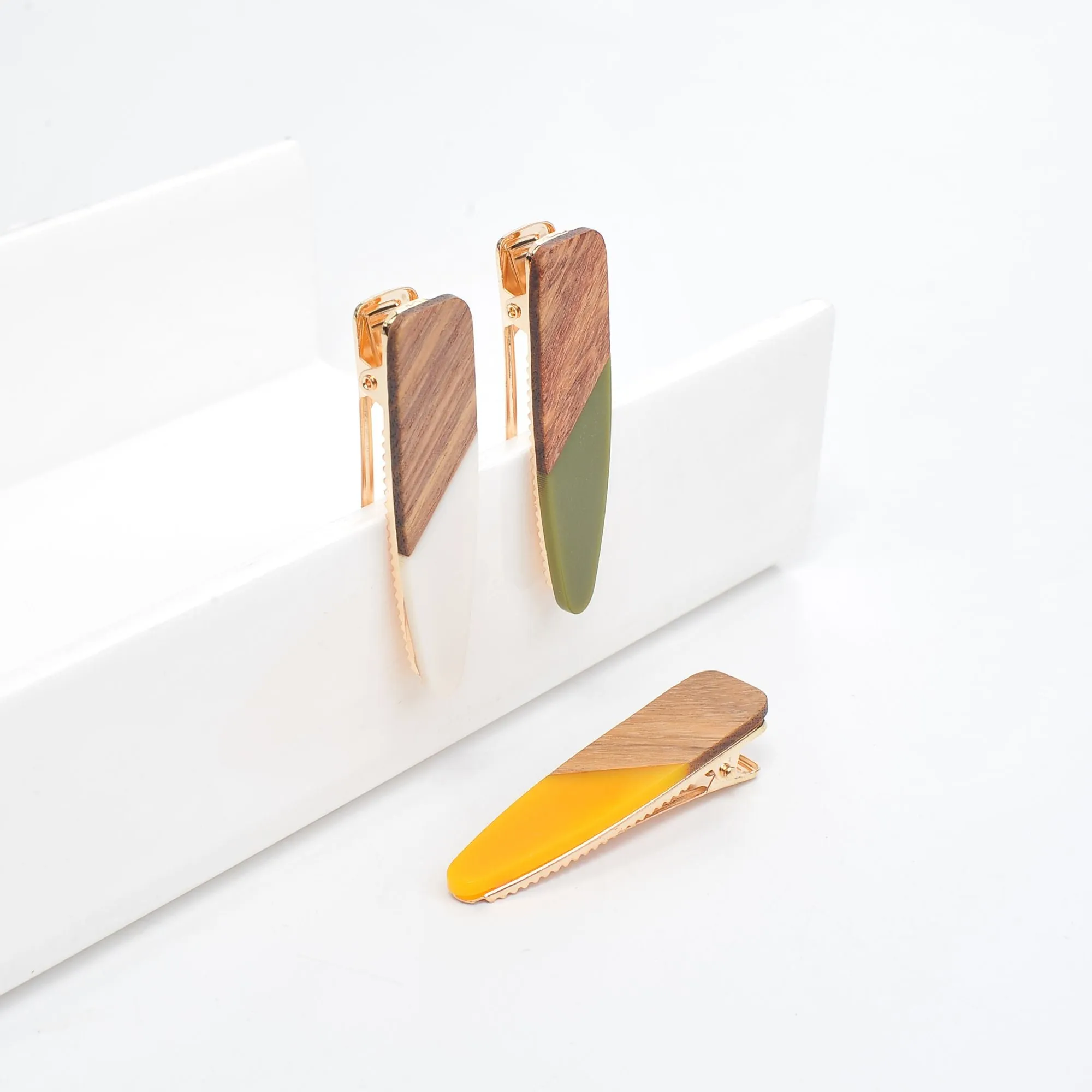 Retro Wood Grain Hair Clip - Assorted 3 Pack Hair Clip