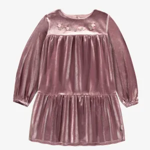 Robe rose de coupe ample en velours, enfant || Pink dress loose fit in velvet, child