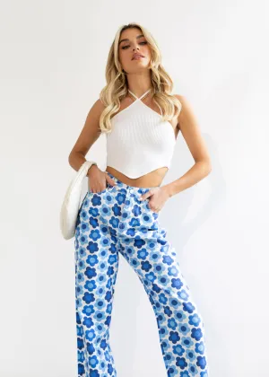 Rosah Jeans - Retro Blue Flowers