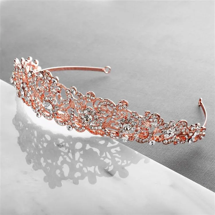 Rose Gold and Clear Crystal Bridal Tiara