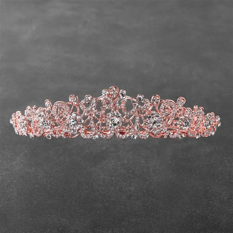 Rose Gold and Clear Crystal Bridal Tiara