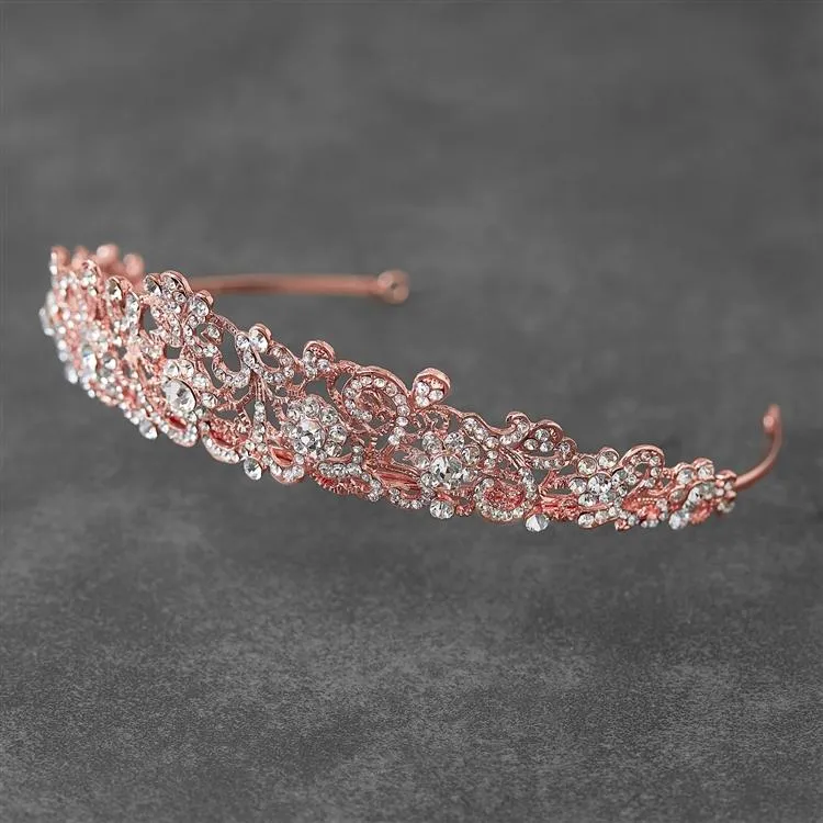 Rose Gold and Clear Crystal Bridal Tiara