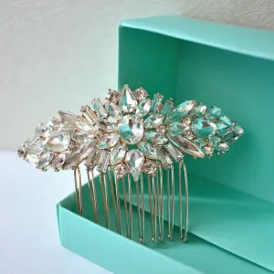 Rose Gold Crystal Bridal Hair Comb, Rhinestone Brooch Wedding Comb, Bridal Hair Accessories, Bridal Crystal Head Piece, Bridal Hair Piece