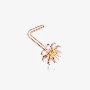 Rose Gold Dainty Adorable Daisy L-Shaped Nose Ring