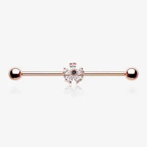 Rose Gold Dainty Flower Sparkle Dazzle Industrial Barbell