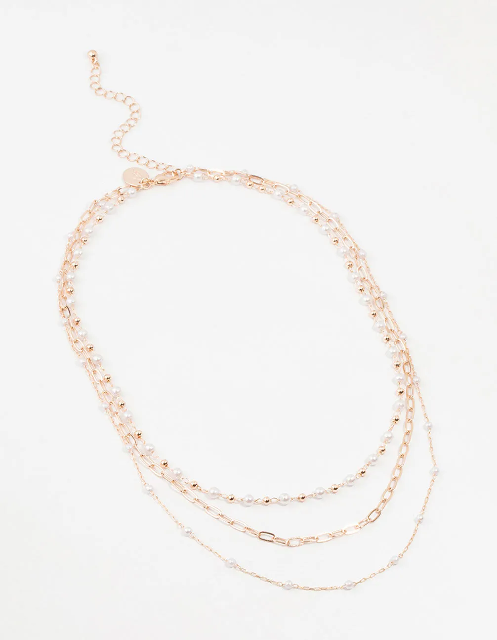 Rose Gold Fine, Station & Pearl Necklace