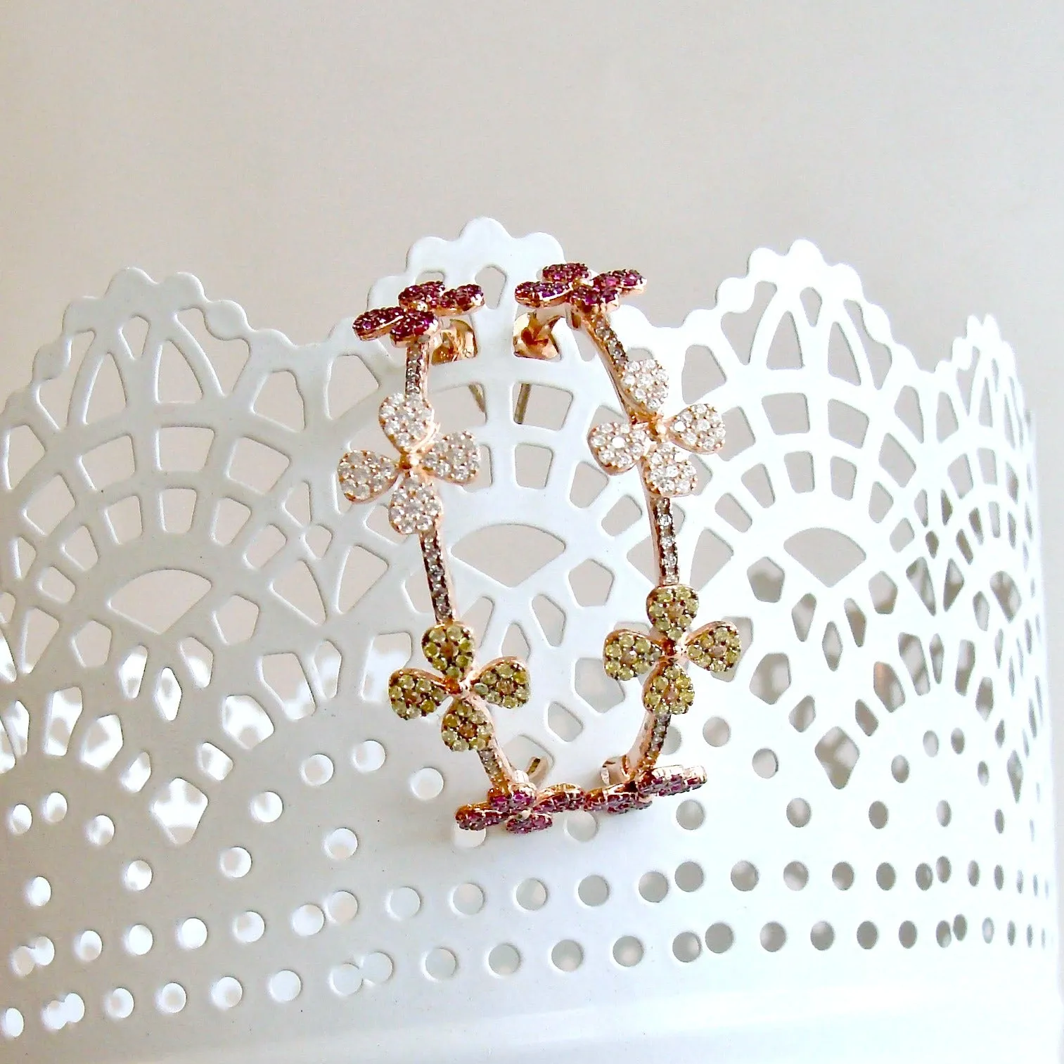 Rose Gold Vermeil Flower Hoop Earrings - Les Fleurs Hoop Earrings