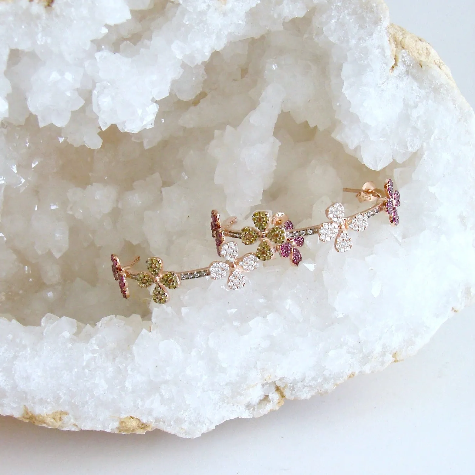 Rose Gold Vermeil Flower Hoop Earrings - Les Fleurs Hoop Earrings