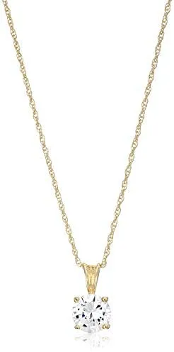 Round Cut Solitaire Sterling Silver Necklace