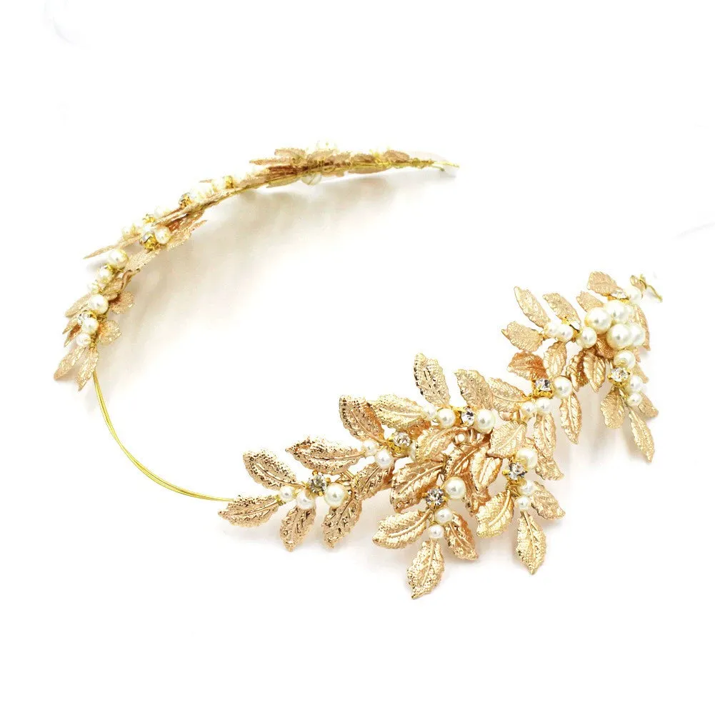 Roycebridal European And American Baroque Leaf bridal Headband Retro Alloy Color Wedding Dress Show Catwalk Hair Accessories