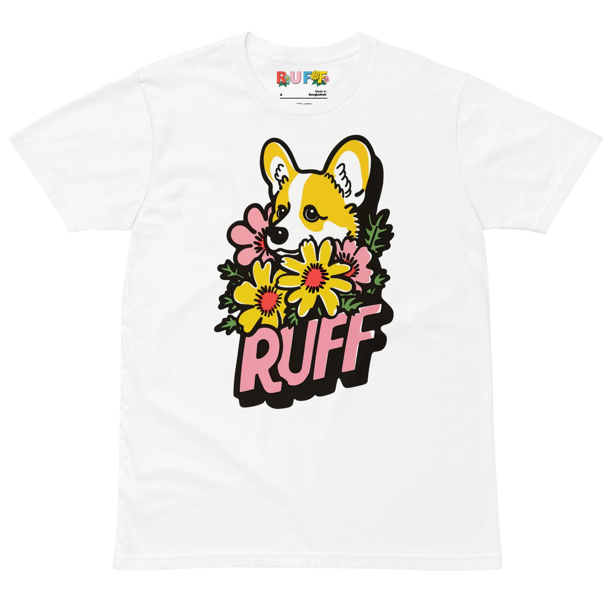 Ruff in Bloom: Corgi Among the Daisies Tee