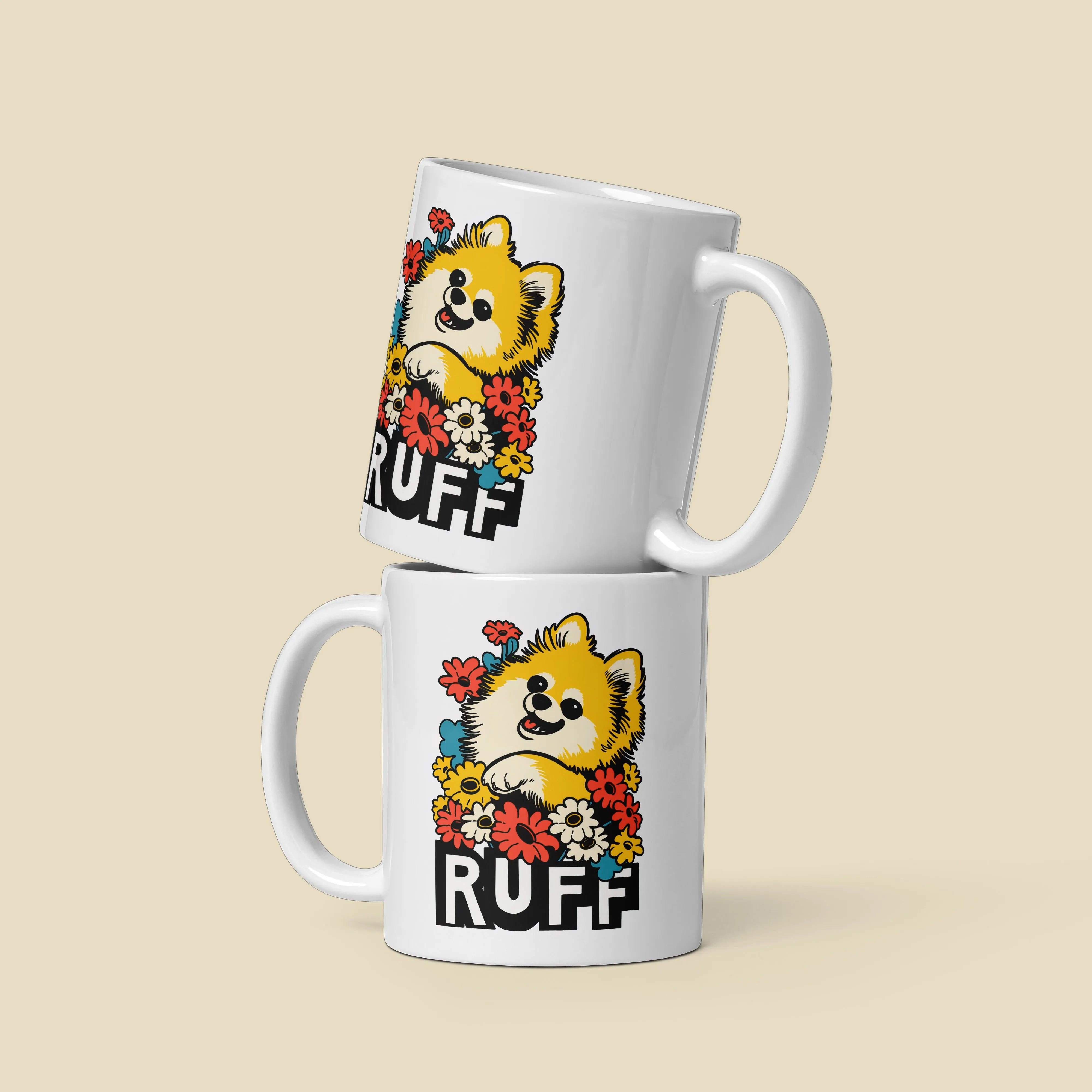 Ruff in Bloom: Pomeranian Mug