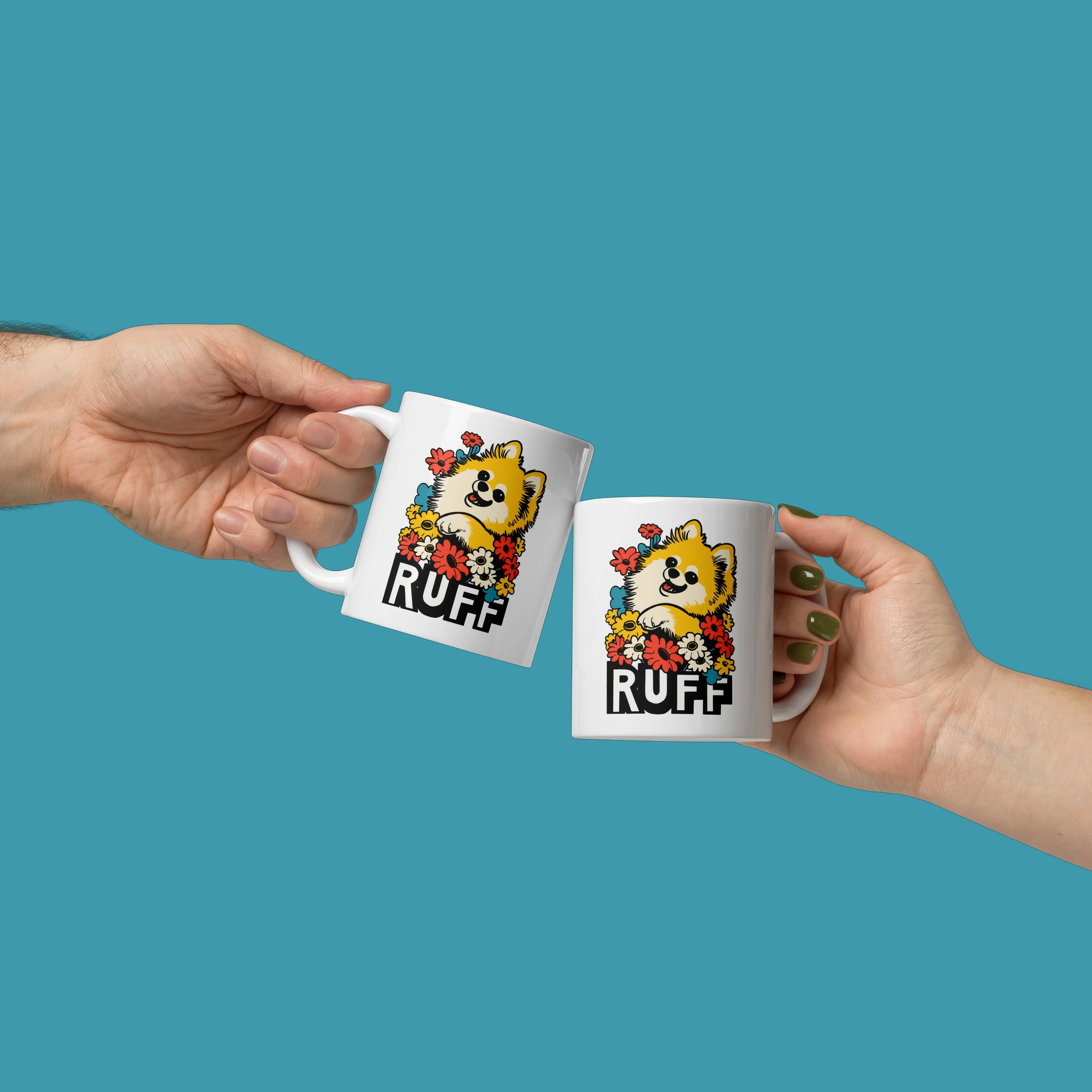 Ruff in Bloom: Pomeranian Mug