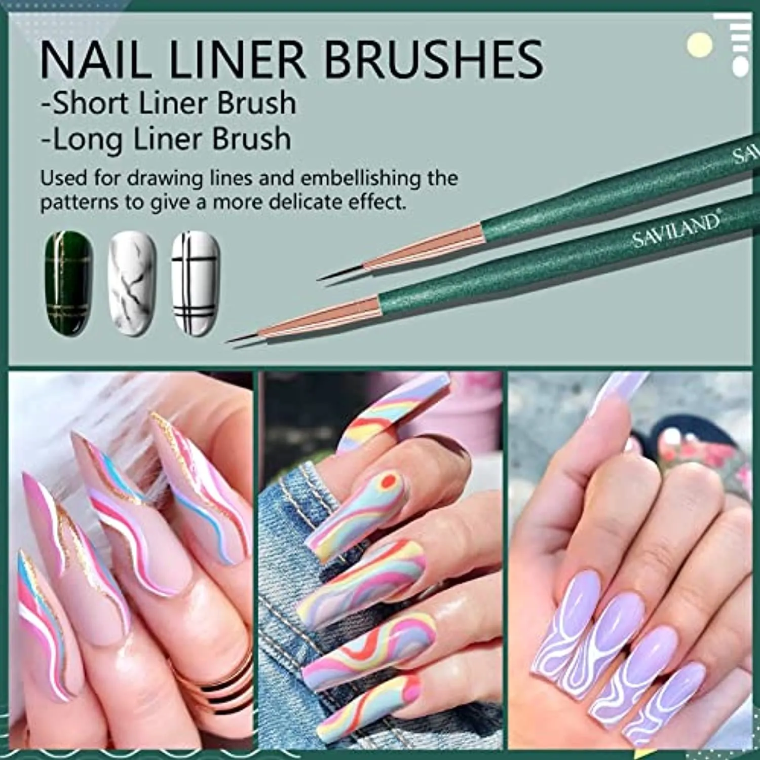 Saviland Nail Art Brushes Set - 12pcs Nail Art Design Pen Painting Tools with Nail Extension Gel Brush, UV Gel Nail Brush, Nail Art Liner Brush for Nail Salon