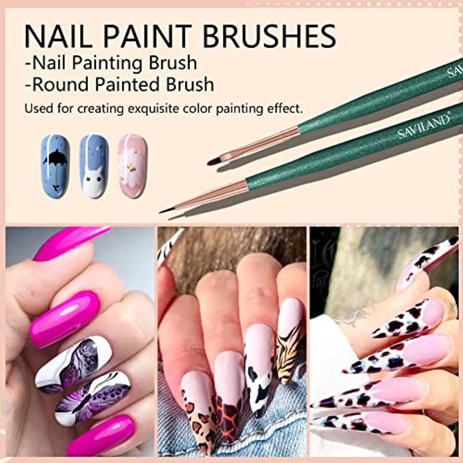 Saviland Nail Art Brushes Set - 12pcs Nail Art Design Pen Painting Tools with Nail Extension Gel Brush, UV Gel Nail Brush, Nail Art Liner Brush for Nail Salon
