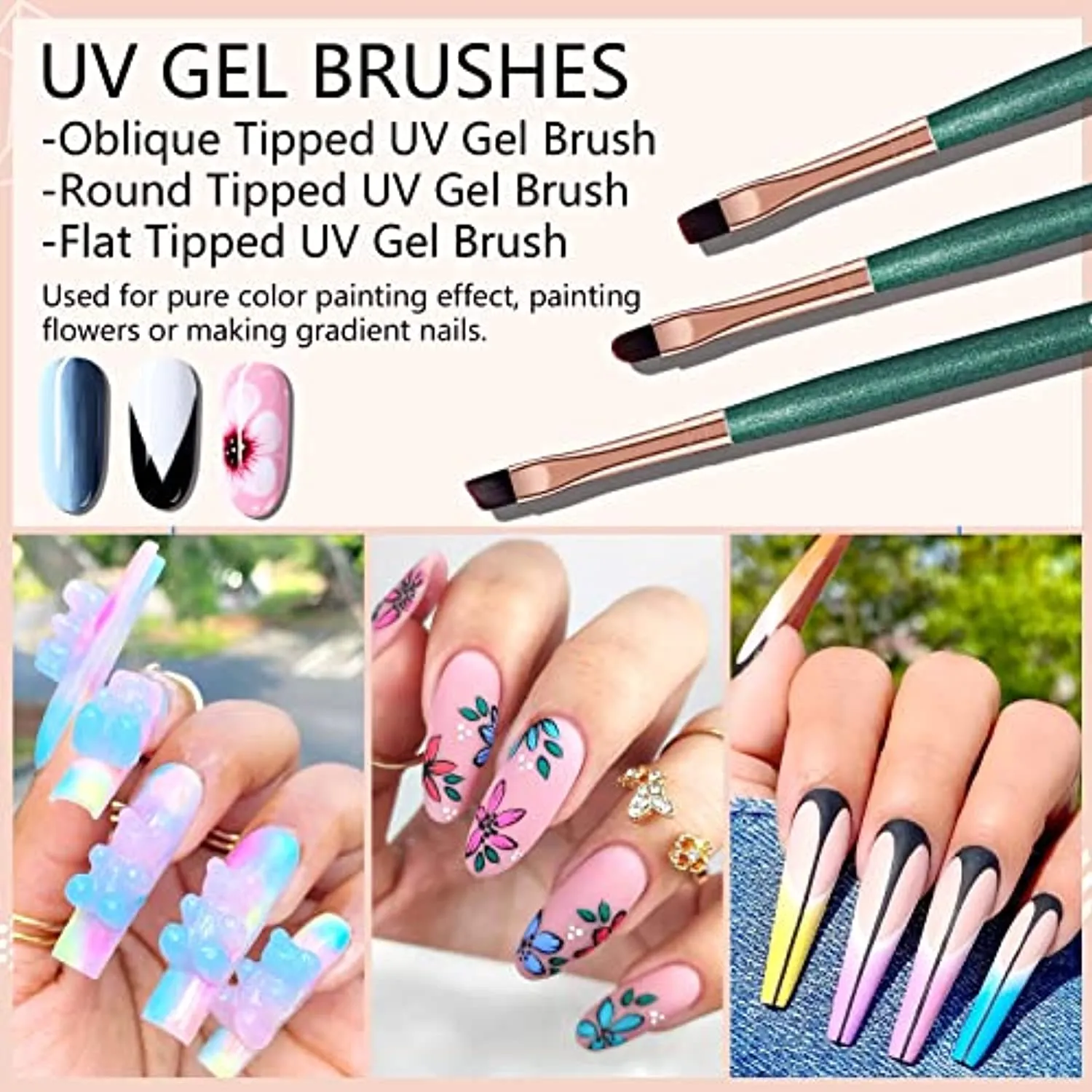 Saviland Nail Art Brushes Set - 12pcs Nail Art Design Pen Painting Tools with Nail Extension Gel Brush, UV Gel Nail Brush, Nail Art Liner Brush for Nail Salon