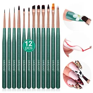 Saviland Nail Art Brushes Set - 12pcs Nail Art Design Pen Painting Tools with Nail Extension Gel Brush, UV Gel Nail Brush, Nail Art Liner Brush for Nail Salon