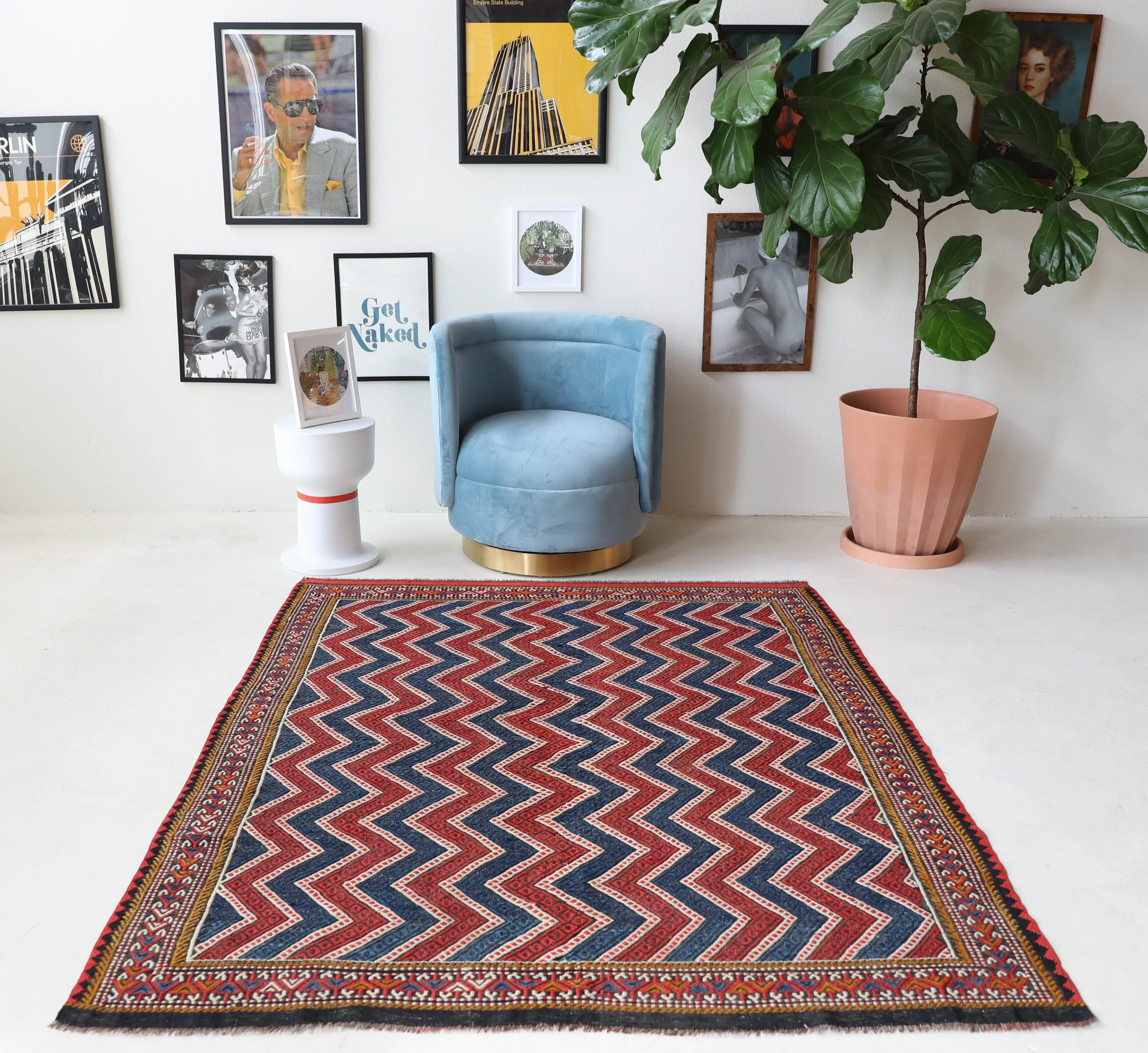 Semi-antique Pergamum Kilim Rug 5'3"x6'9"