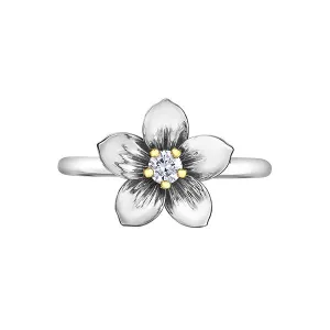 Shelly Purdy 14K White and Yellow Gold Nova Scotia Mayflower (0.09ct) Canadian Maple Leaf Diamond Ring