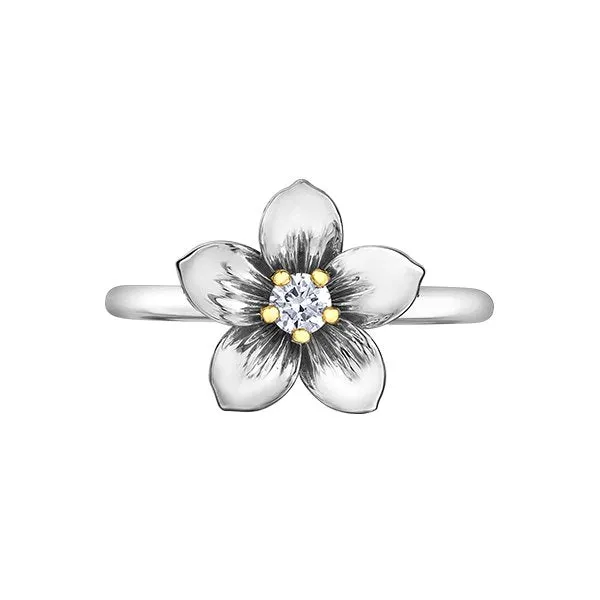 Shelly Purdy 14K White and Yellow Gold Nova Scotia Mayflower (0.09ct) Canadian Maple Leaf Diamond Ring