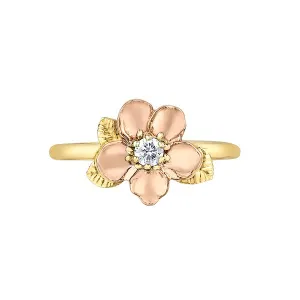 Shelly Purdy 14K Yellow and Rose Gold Alberta Wild Rose (0.09ct) Canadian Maple Leaf Diamond Ring