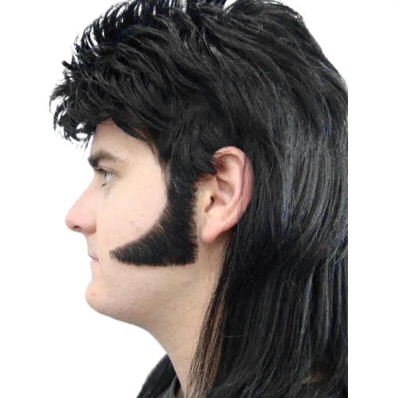 Sideburns 70's Curved Human Hair