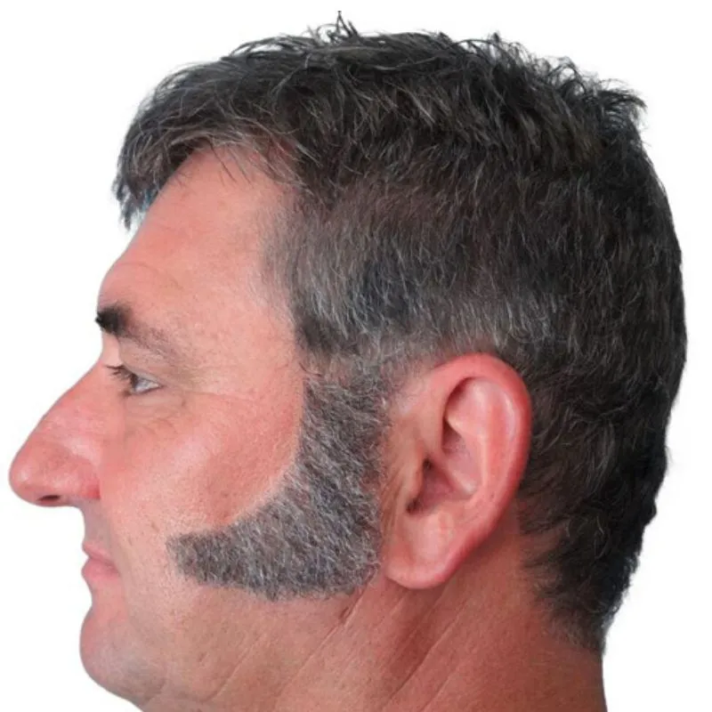 Sideburns 70's Curved Human Hair