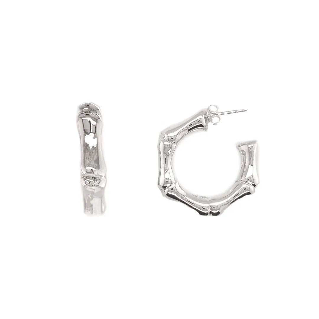 Silver Bamboo Hoops