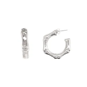 Silver Bamboo Hoops