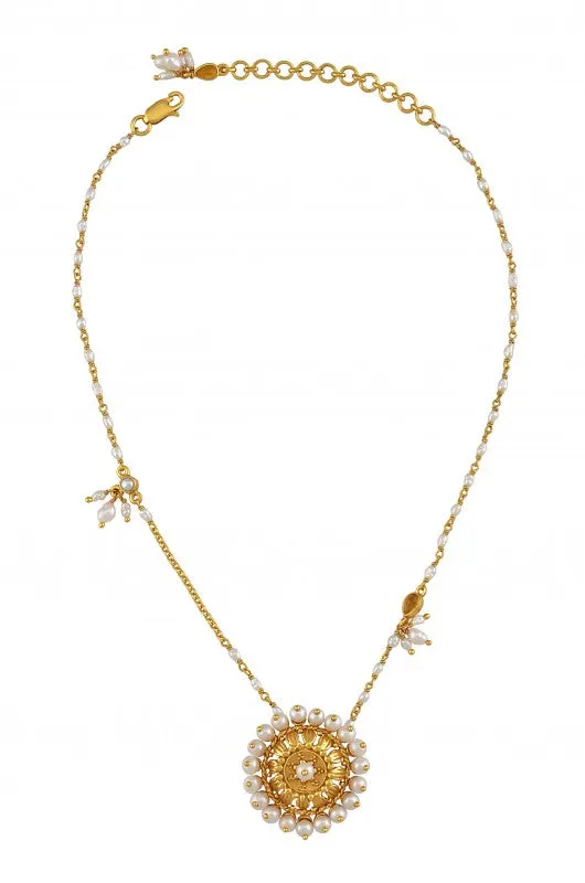 Silver Gold Plated Pearl Chakra String Choker