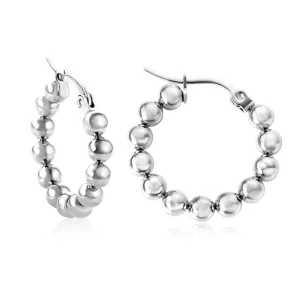 Silver-Plated Bead Hoop Earring