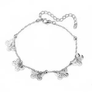 Silver-Plated Butterfly Station Anklet