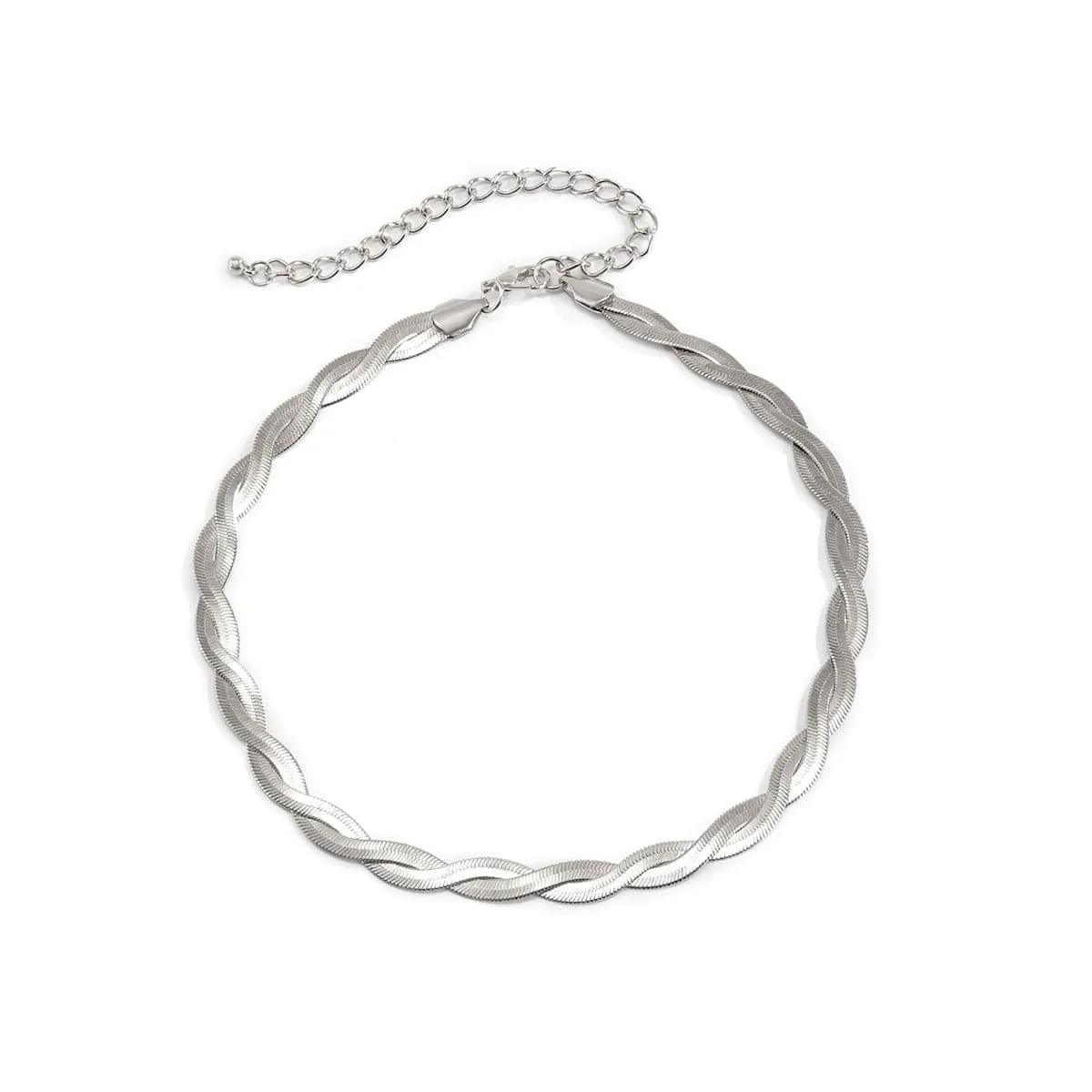 Silver-Plated Crossing Snake Choker Necklace