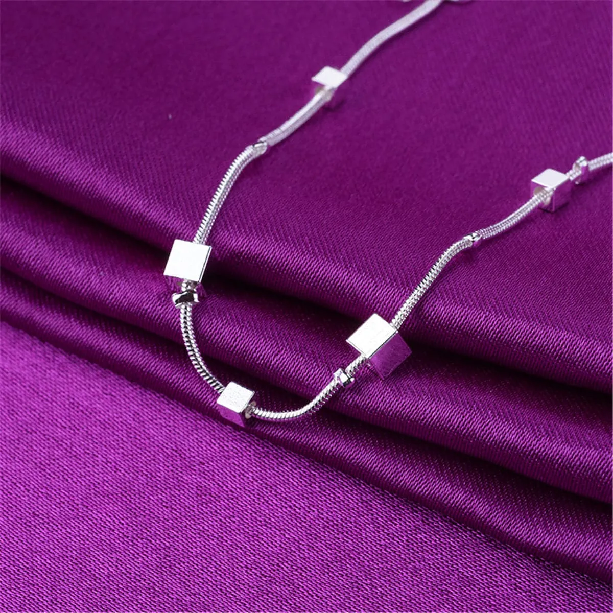 Silver-Plated Cube Anklet