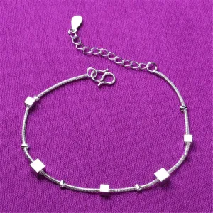 Silver-Plated Cube Anklet
