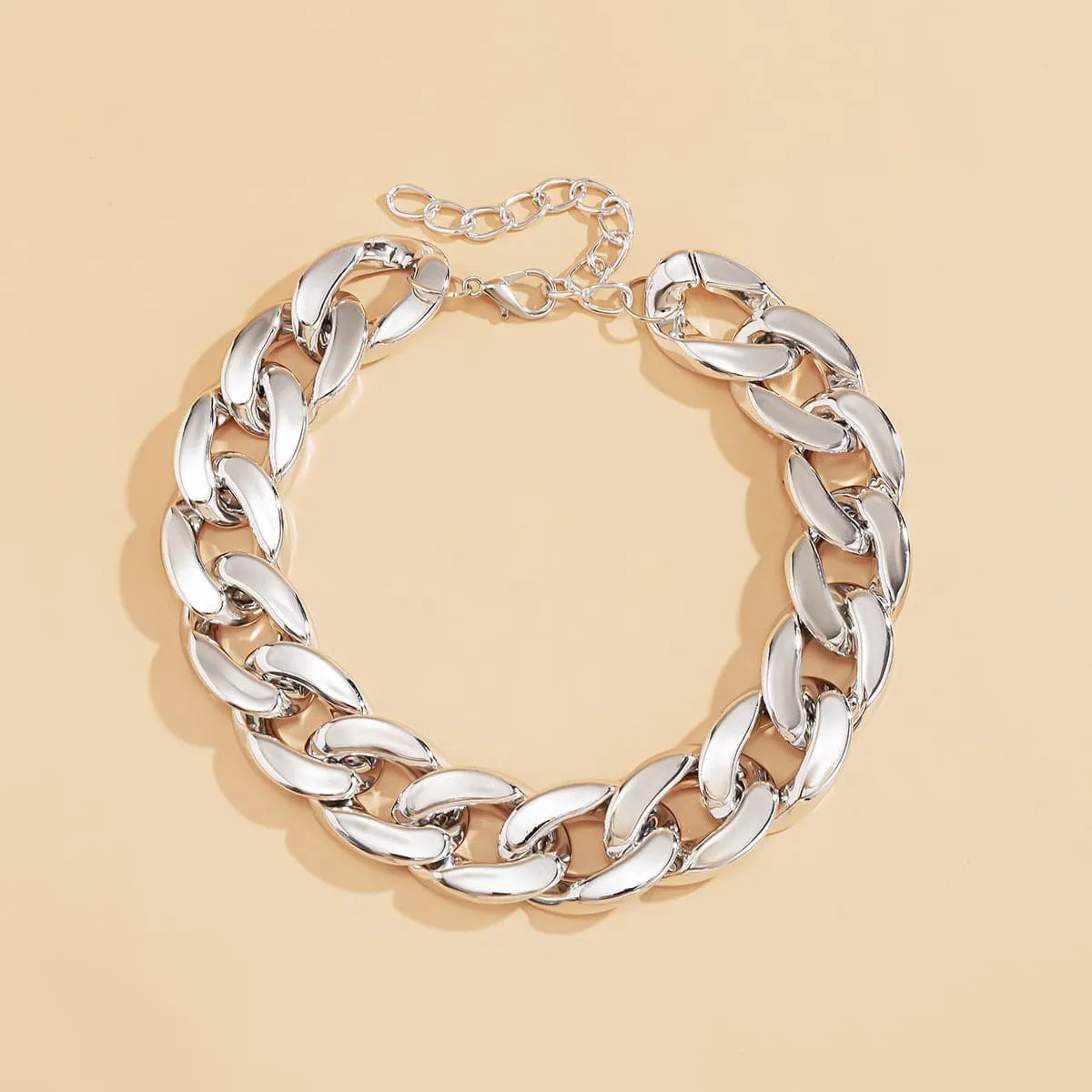 Silver-Plated Curb Chain Choker Necklace
