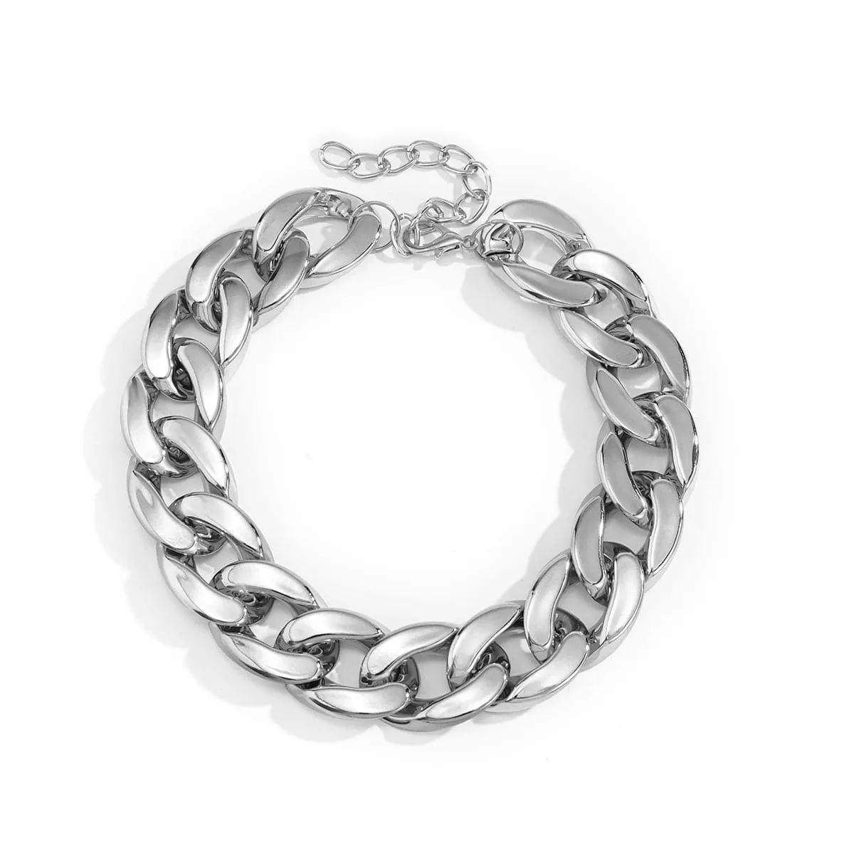 Silver-Plated Curb Chain Choker Necklace