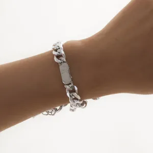 Silver-Plated Curb Chain ID Bracelet