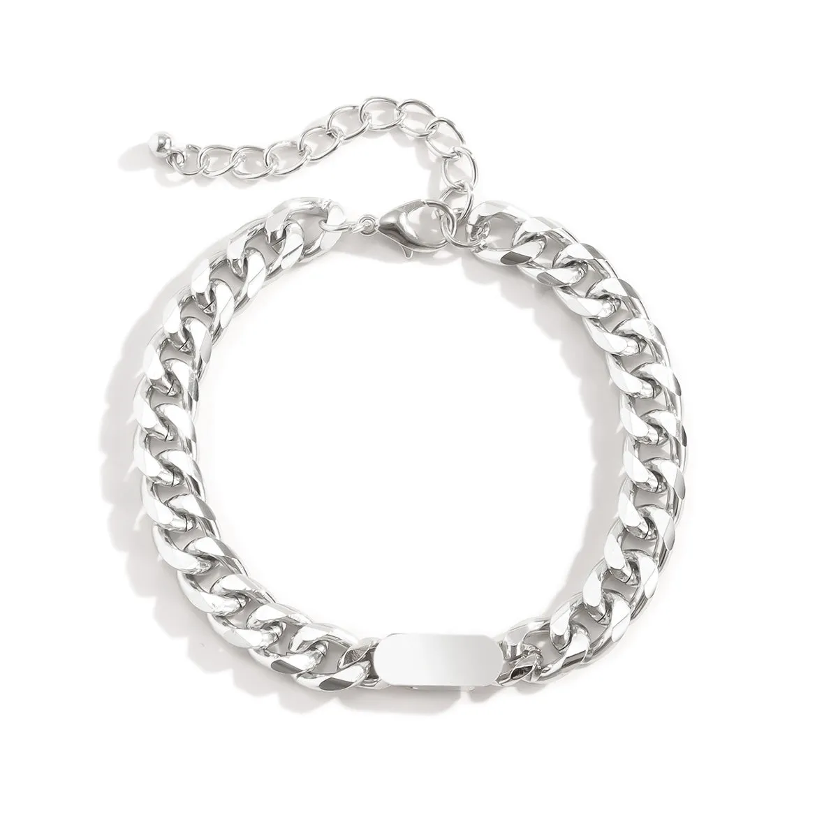 Silver-Plated Curb Chain ID Bracelet