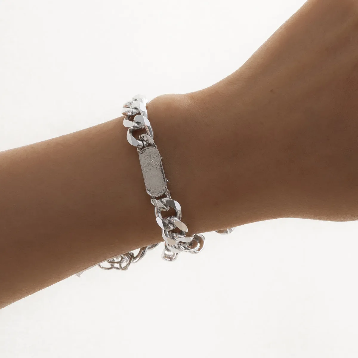 Silver-Plated Curb Chain ID Bracelet