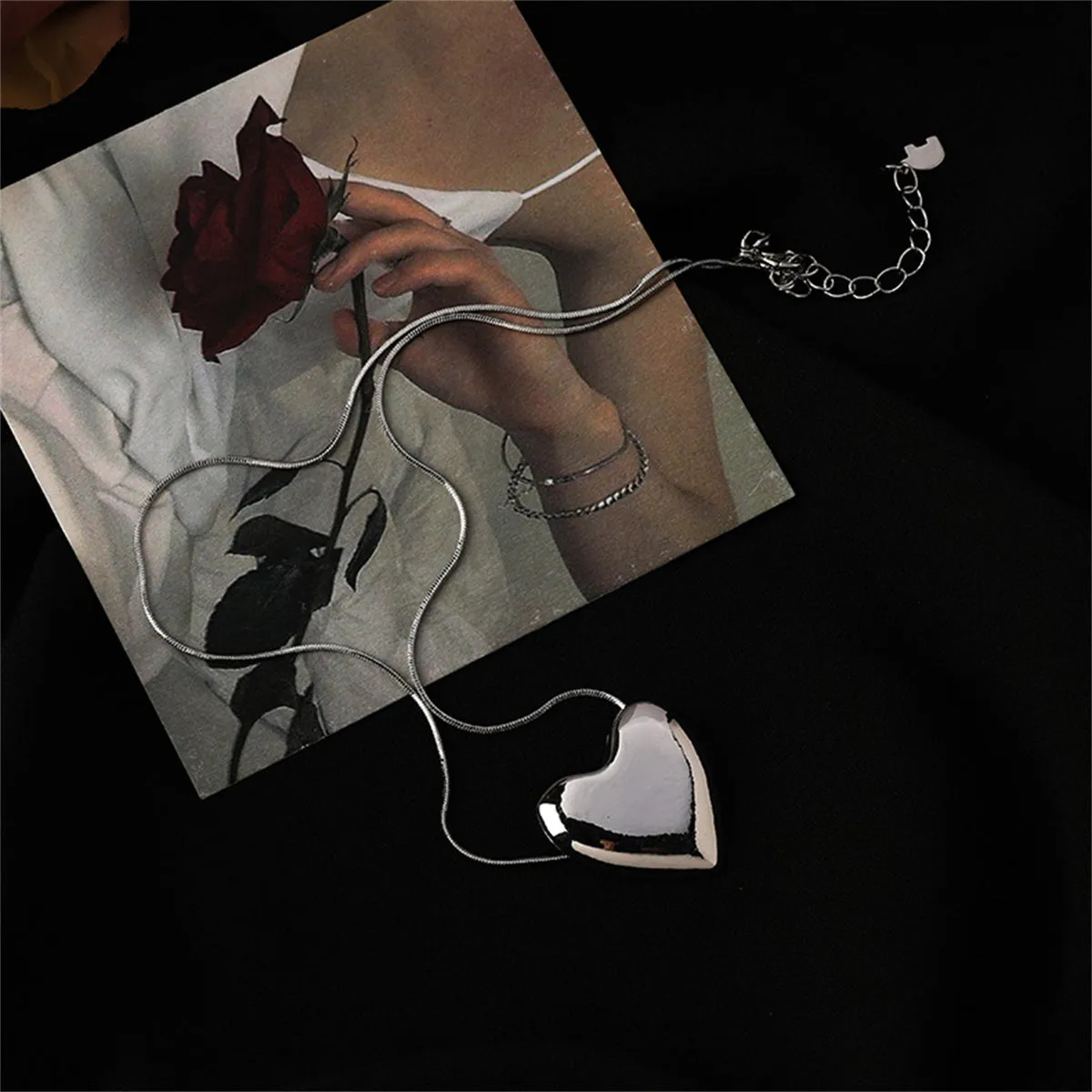 Silver-Plated Heart Pendant Necklace